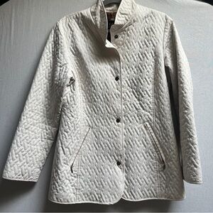Dana Buchman Quilted Lightweight Jacket Clean Stand Collar Snap Front Small S